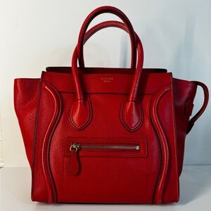 Celine Luggage Bag Micro Tote Red